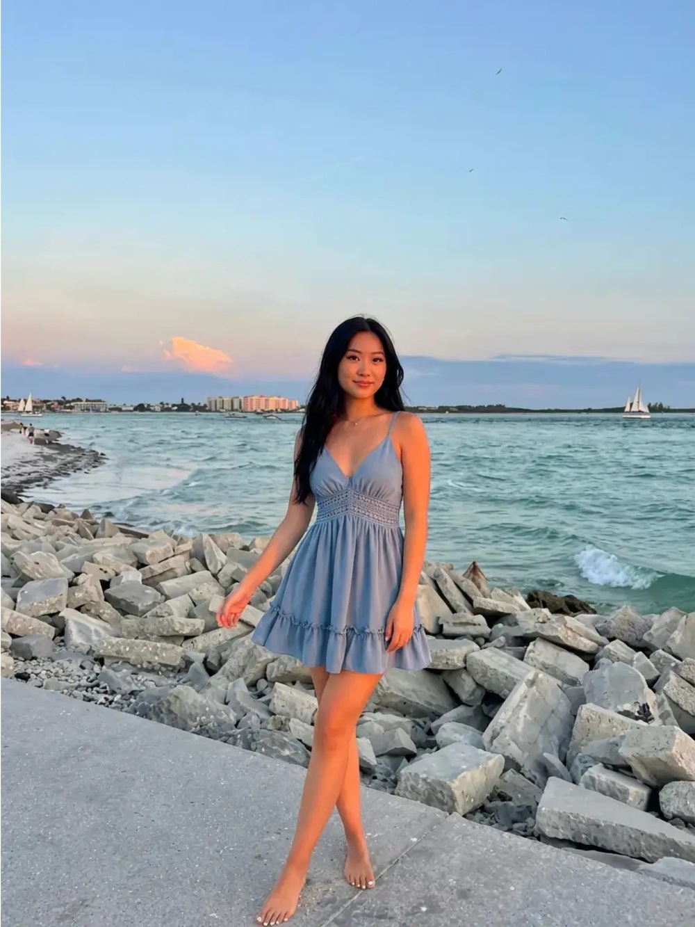 Cider Blue Size Large Mini Dress